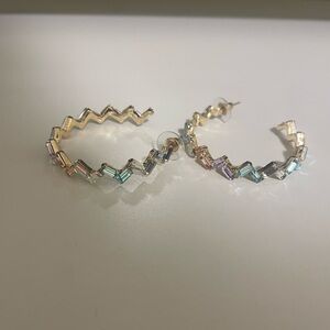 Pastel diamond hoop earrings